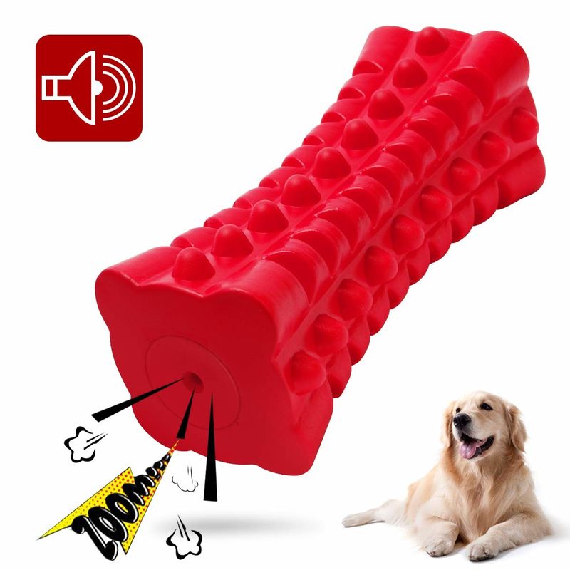 Red Color Large Dog Tough Chew Toys 6.5*2.7 Inch Eco Friendly Rubber Material